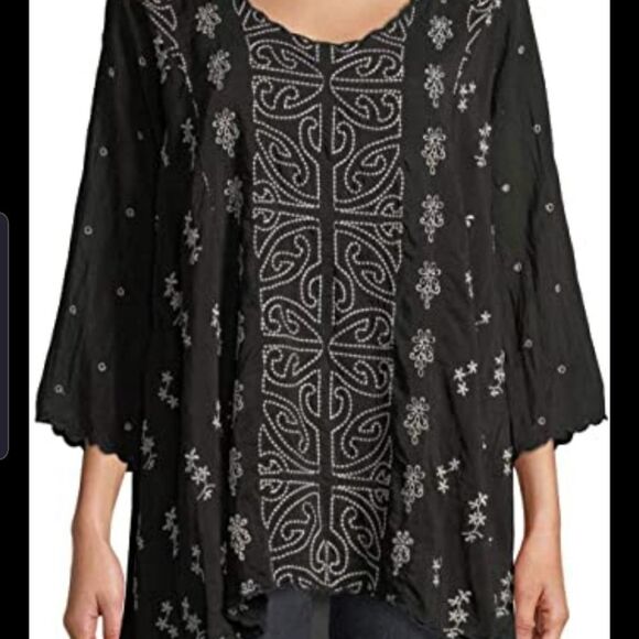NWT Johnny Was Ridden black eyelet blouse size XS - Picture 1 of 7